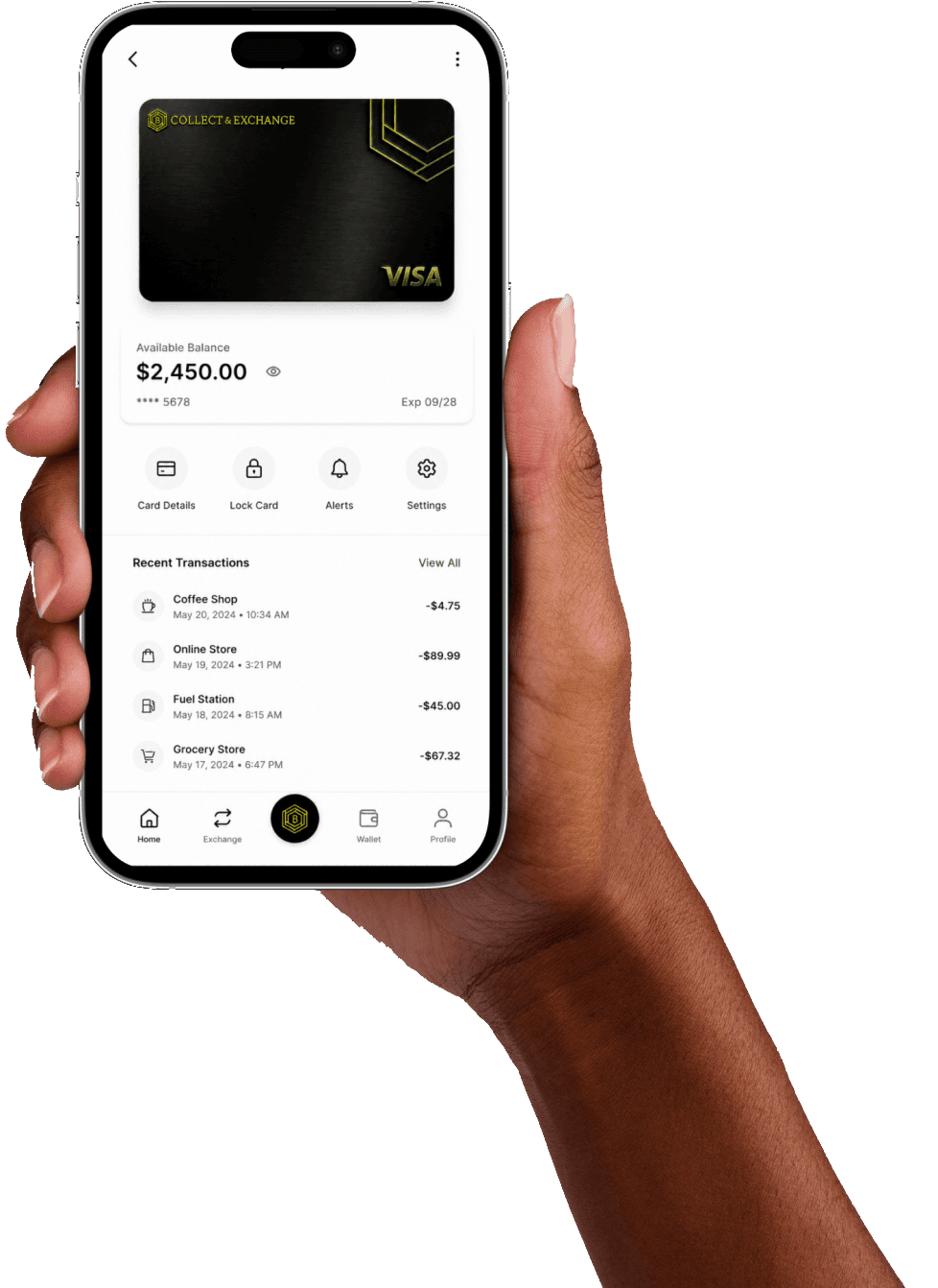 Collect & Exchange virtual card mobile app